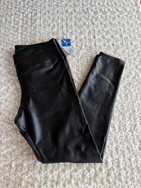 New XL Charmo Black Faux-Leather Leggings